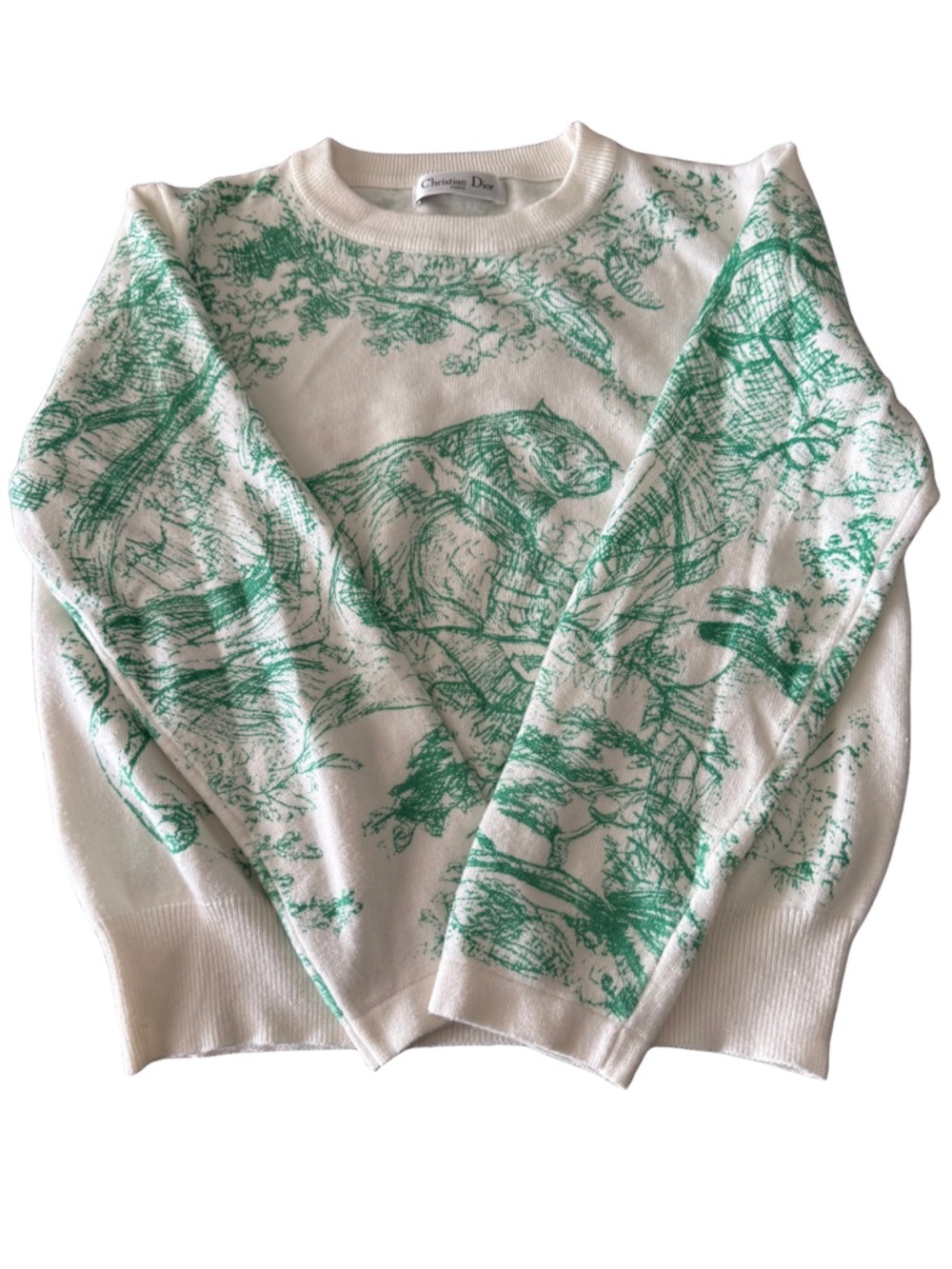 Dior Green and White Toile Crewneck Sweater - Picture 3 of 6